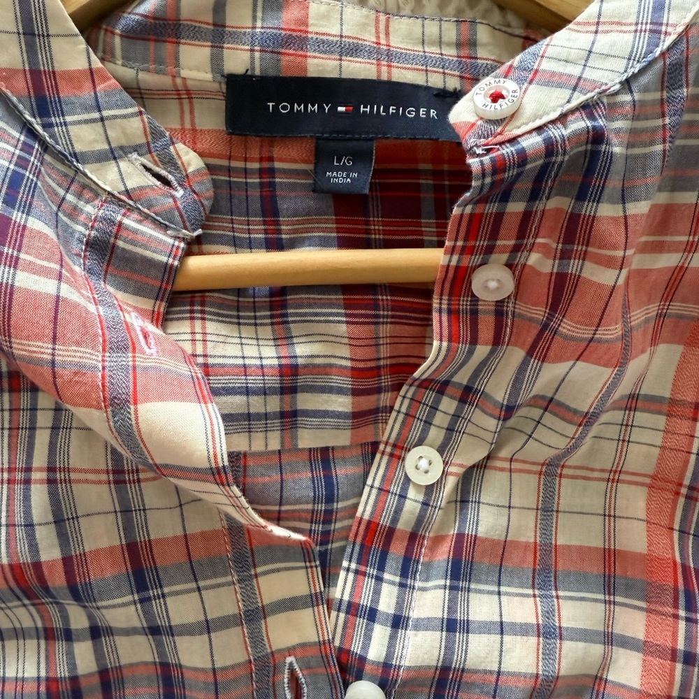 Tommy Hilfiger Red, Blue & Cream Plaid Button-Up Dress